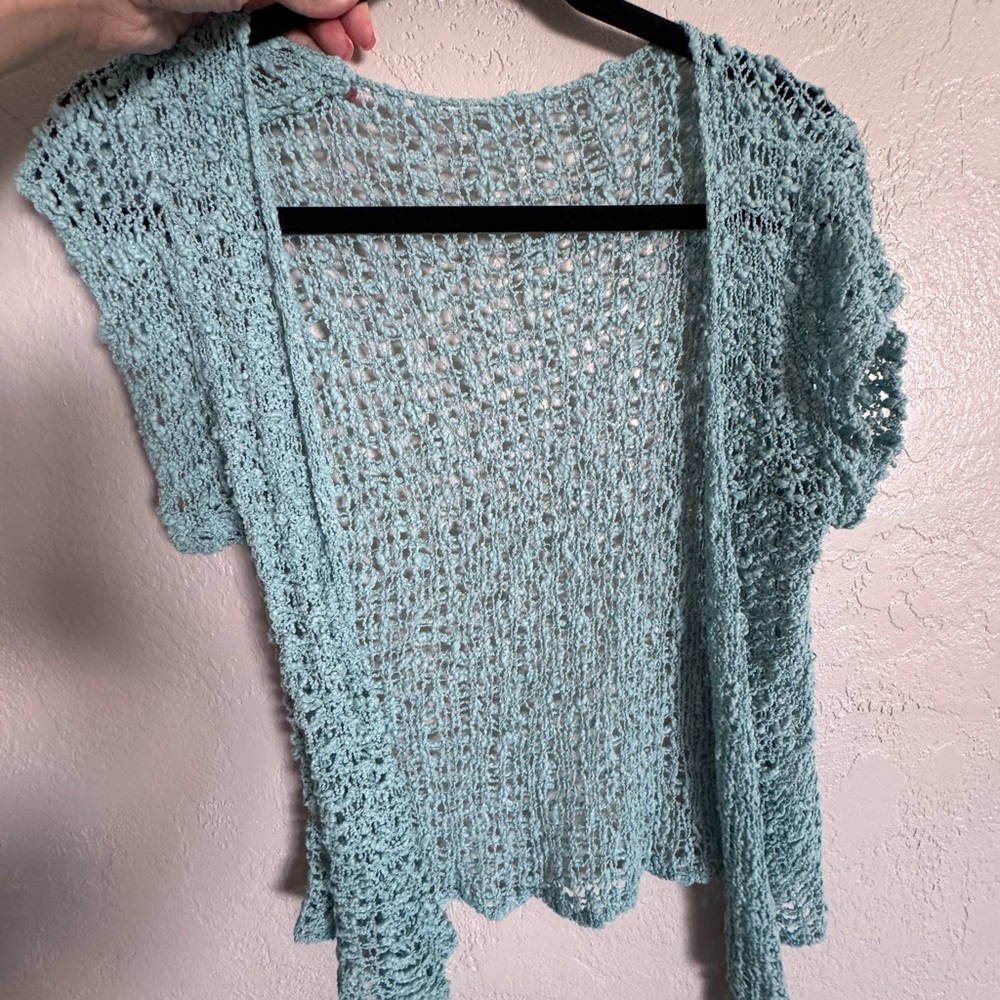 Women's Open Knit Sweater - Light Blue